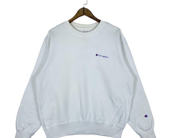 90s Champion Made in USA スウェット White L Vintage Champion Sweatshirt Mens XL White Crewneck Graphic