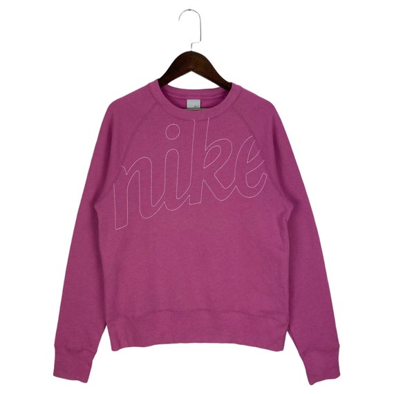 pink nike embroidered crewneck