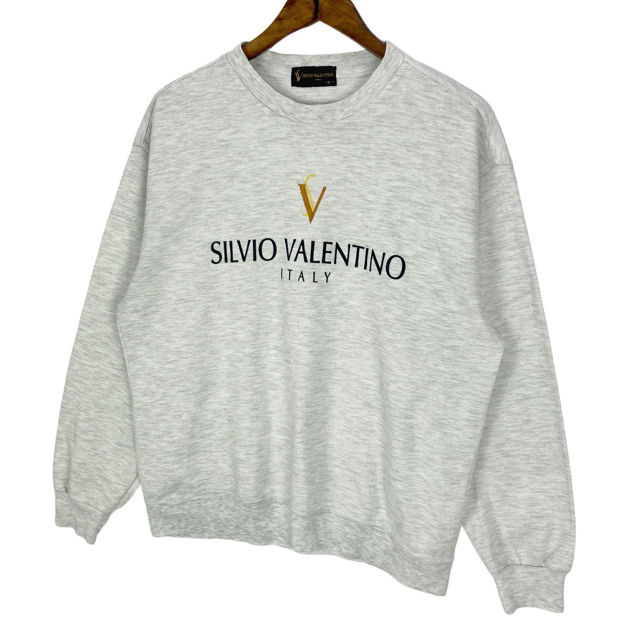Vintage Silvio Valentino Sweatshirt Crewneck Embroidery Big Logo ...