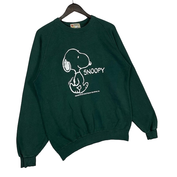 Vintage 90s Peanuts Snoopy Sweatshirt Crewneck Green Made in Japan