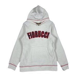 Vintage Fiorucci Fleece Sweater Hoodie White Pullover Jumper Size S