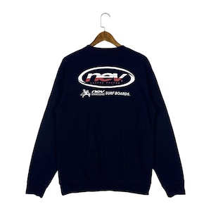 Vintage Nev Future Shapes Surfboard Sweatshirt Crewneck Back Hit Navy Blue Pullover Jumper Size M