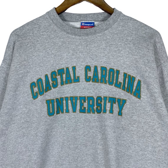 Vintage Champion Coastal Carolina University Sweatshirt Crewneck Big Logo Grey Pullover Jumper Size M Etsy