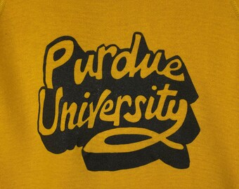 Vintage 60/70s Purdue University Hoodie Sweater Yellow Made