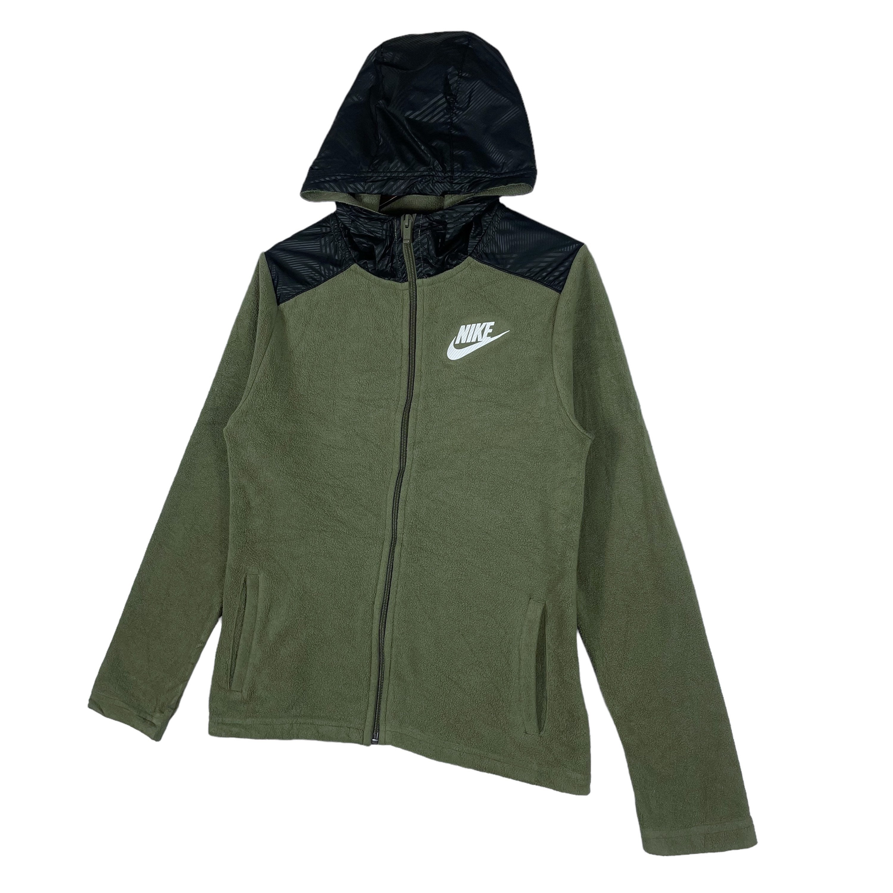 Nike Full Zip Fleece Hoodie Sweater Green Pullover Jumper Size L