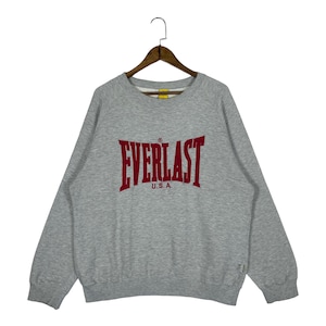 Vintage Everlast NYC USA Sweatshirt Crewneck Spellout Big Logo Grey Pullover Jumper Size L