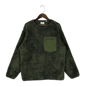 Engineered Garments Uniqlo Fleece Sweater Army Green Crewneck Snap Button Shoulder Pullover Jumper Size M