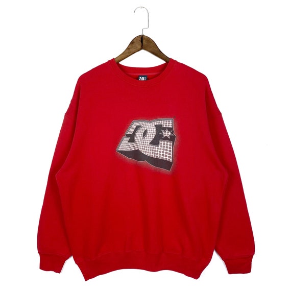 Vintage 2000s DC Shoe Co Usa Sweatshirt Crewneck Big Logo Red Made