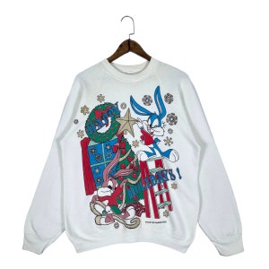 Vintage 1993 Happy Holiday Warner Bros kleine Toons Adventures Crewneck Sweatshirt Made In USA Pullover Pullover Größe L