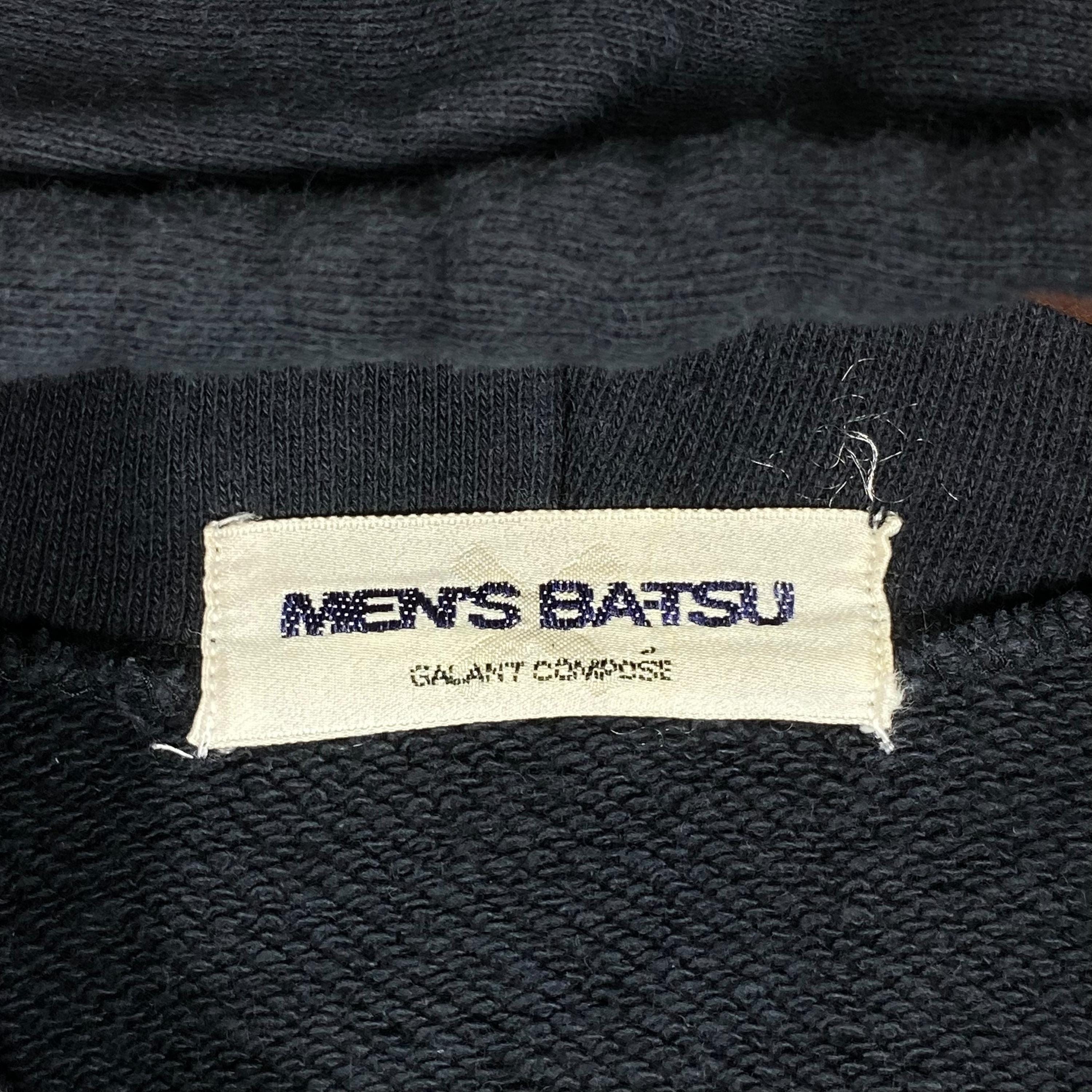 Vintage Men's Ba-tsu Full Zip Hoodie Sweater Black Crop Top Vintage Men's Ba-tsu Full Zip Hoodie Sweater Black Crop Top