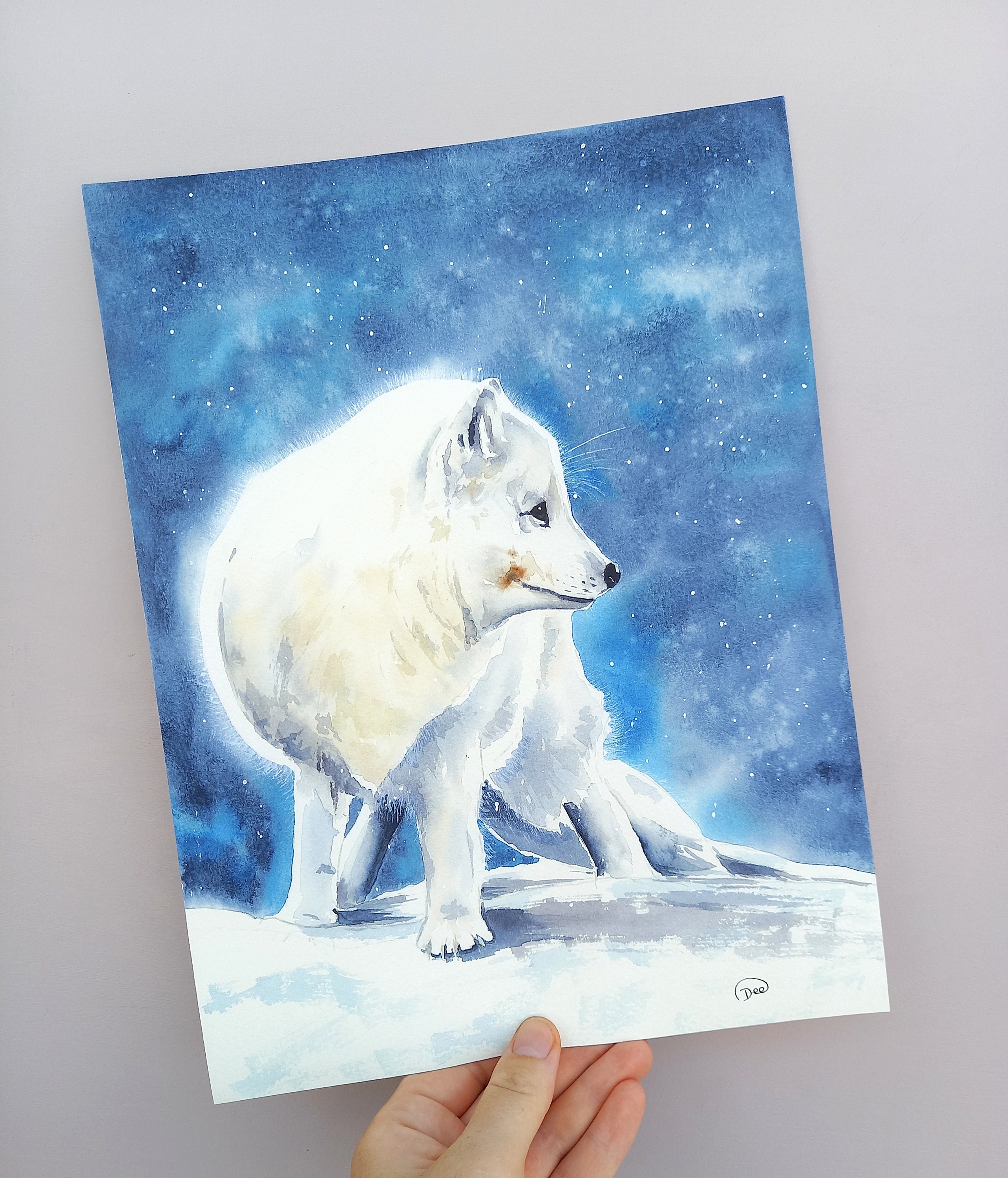 Arctic Fox Original Watercolour Painting Wall Art - Etsy