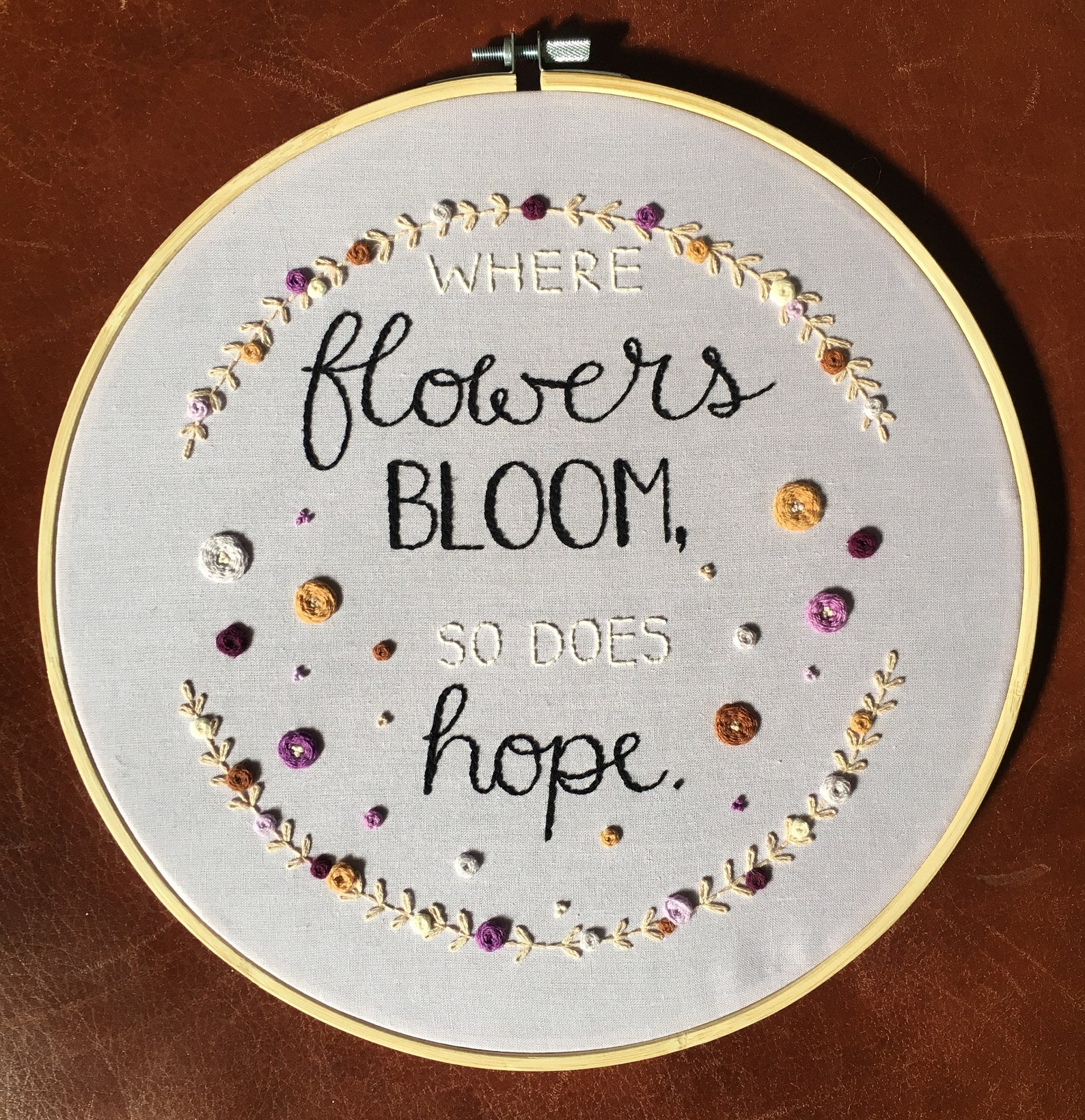 Flowers hope embroidery hoop wall art  etsy Flowers hope embroidery hoop wall art  etsy