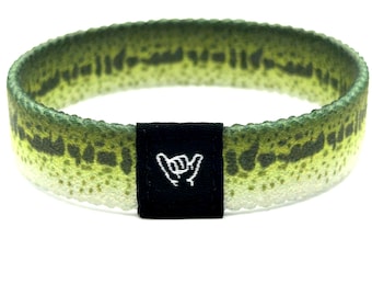 Pulseira Hang Loose para pele de robalo-boca-grande
