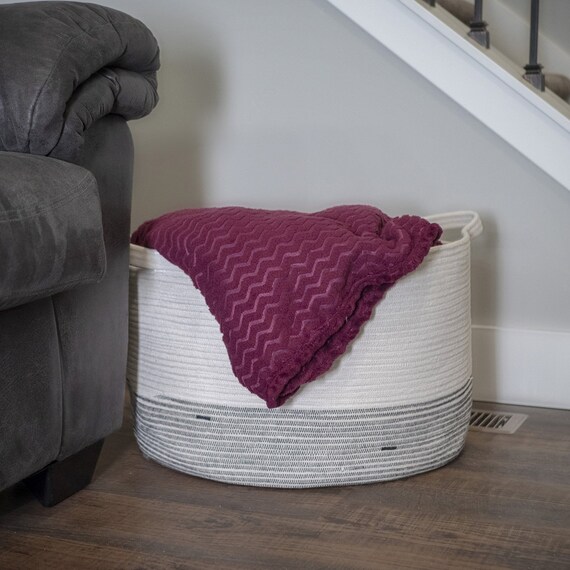 Cotton Rope Woven Basket 2 Pack BasinCo Large Storage Basket XXL 20” x 13”