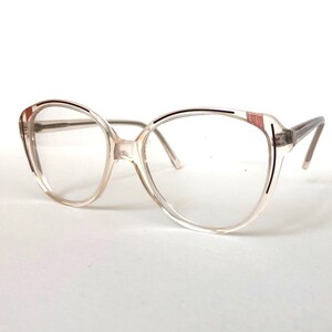 70s Vintage Transaparent frame pink frame oversize round eyewear