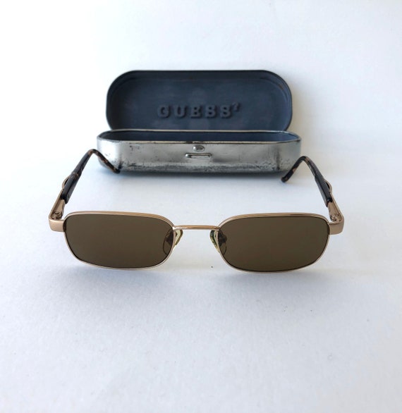 Guess 90s Vintage Matte Gold Frame Small Rectangu… - image 1