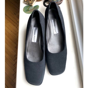 Vintage Etienne Aigner gray fabric 70s heels pumps EU9
