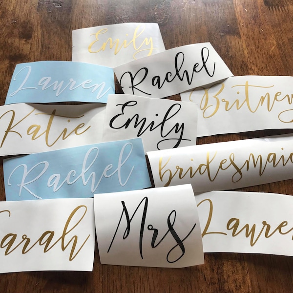Custom Name Vinyl Decal for Glass, Personalized Name Decal, Custom Name Stickers, Bridal Party Gift, Wedding, Wine Glass Decal, Tumbler