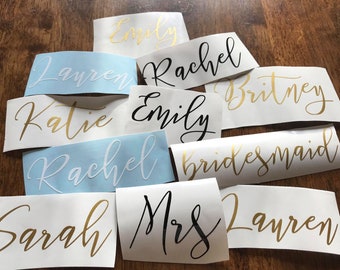 Custom Name Vinyl Decals for Glass, Personalized Name Decal, Custom Name Stickers, Bridal Party Gift, Wedding, Wine Glass Decal, Tumbler