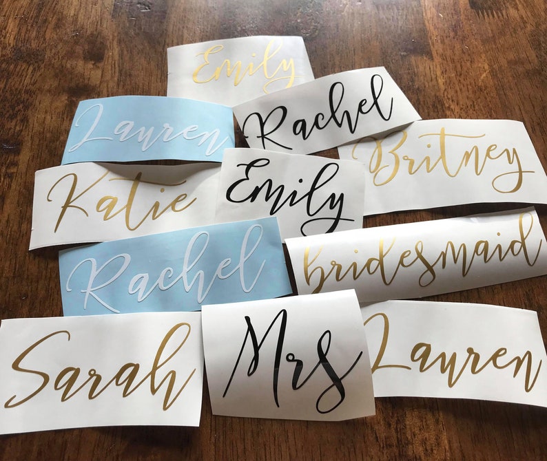 Custom Name Vinyl Decal for Glass, Personalized Name Decal, Custom Name Stickers, Bridal Party Gift, Wedding, Wine Glass Decal, Tumbler 