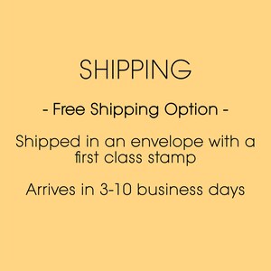 May include: Free shipping option for items shipped in an envelope with a first class stamp. Orders arrive in 3-10 business days.