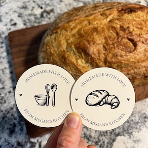 Homemade with love Baked Goods Stickers, Labels for your Packaged Baked Goods, Personalized with your Name, Custom Name Stickers