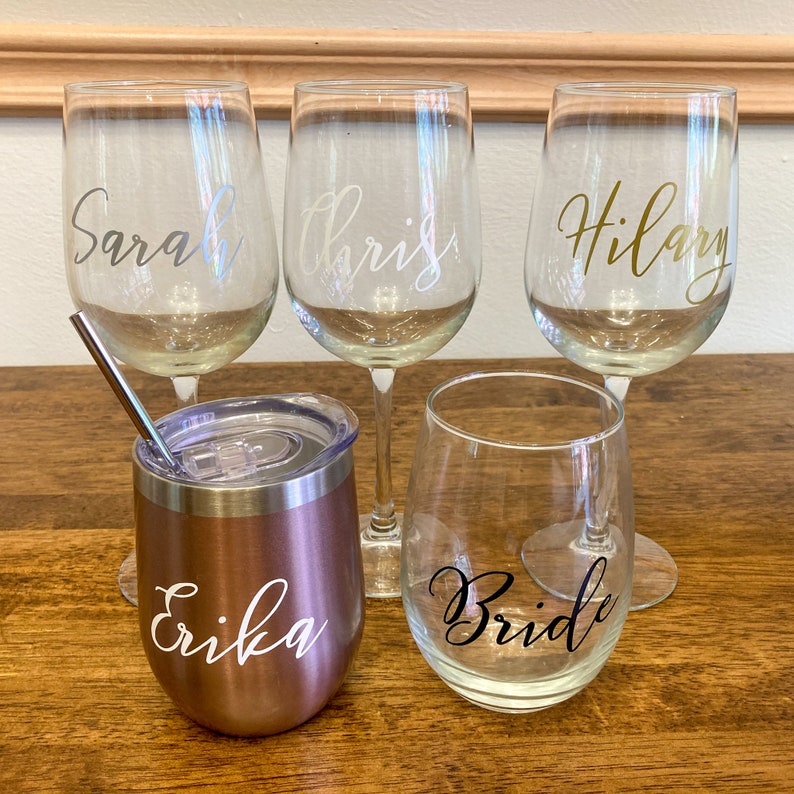 Wine Glass Decal Custom Name Vinyl Decal for Glass Etsy