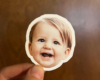 Pegatinas personalizadas para caras de bebé, pegatinas personalizadas, pegatinas para primer cumpleaños, pegatinas para botellas de agua, pegatinas troqueladas, pegatinas para fundas de teléfono