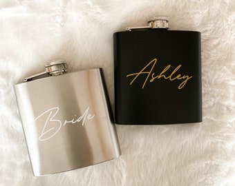 Frasco con nombre personalizado, frasco personalizado, frascos para dama de honor, frascos para despedida de soltera, propuesta de dama de honor, recuerdo de boda, acero inoxidable;l
