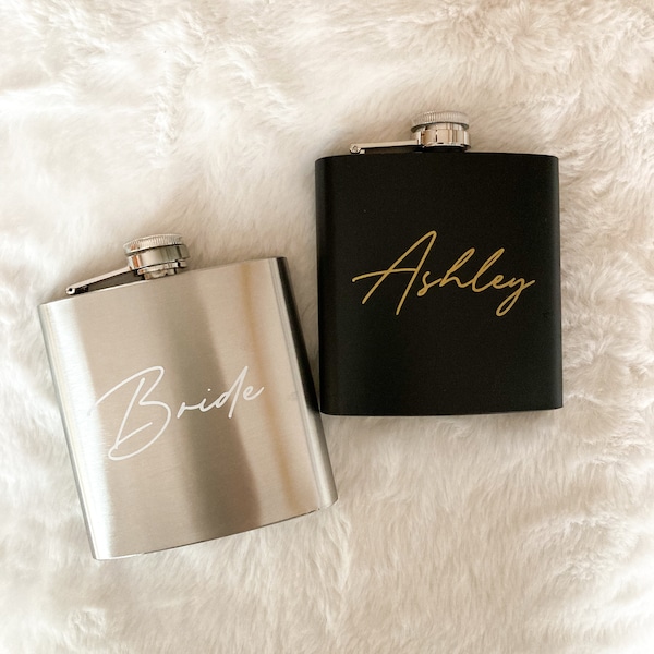 Custom Name Flask, Personalized Flask, Bridesmaid Flasks, Bachelorette Party Flasks, Bridesmaid Proposal, Wedding Favor, Stainless Stee;l