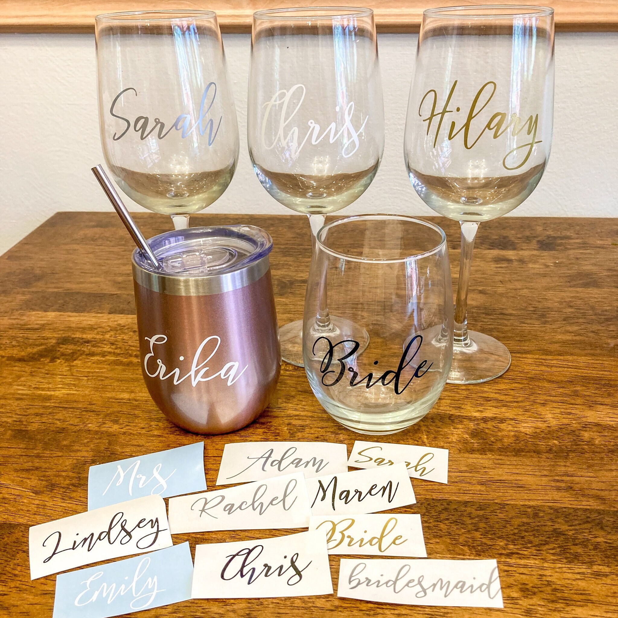 Wine Glass Decal, Custom Name Vinyl Decal for Glass, Personalized Name  Decal, Custom Name Stickers, Bridal Party Gift, Wedding - Etsy