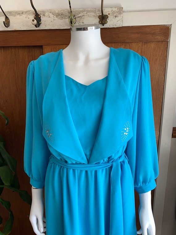 1970s Vintage HERMANN LANGE COLLECTION Turquoise Blue Chiffon Grecian Maxi  Dress Long Sleeved Uk 12 14 Evening Wedding Bridesmaids 70s - Etsy Finland