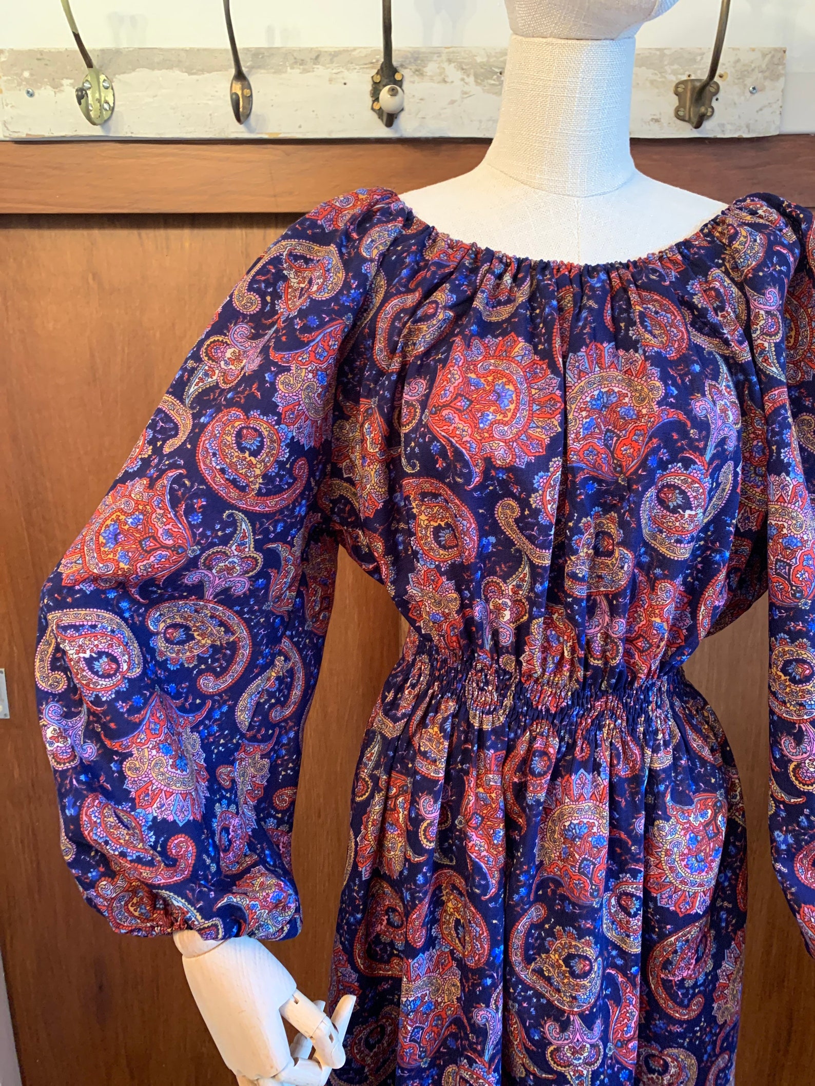 Vintage 1970s Paisley Pattern Balloon Sleeve Midi Dress Uk - Etsy