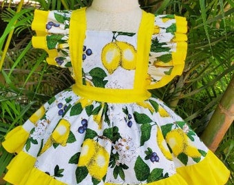 Summer Fruit Dress Toddler Girl Lemons Summer dress Toddler dress Birthday party dress Baby girl dress Girl