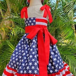 red white and blue dresses for girls Girls' 4th of July Floral Twirl Dress