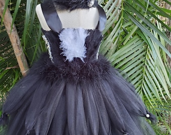 Tutu dress Black Swan Dress Girl Dress Swan Tutu Father headband Black Tutu Dress Dress Birthday Dress Toddler dress Size 0m-10y