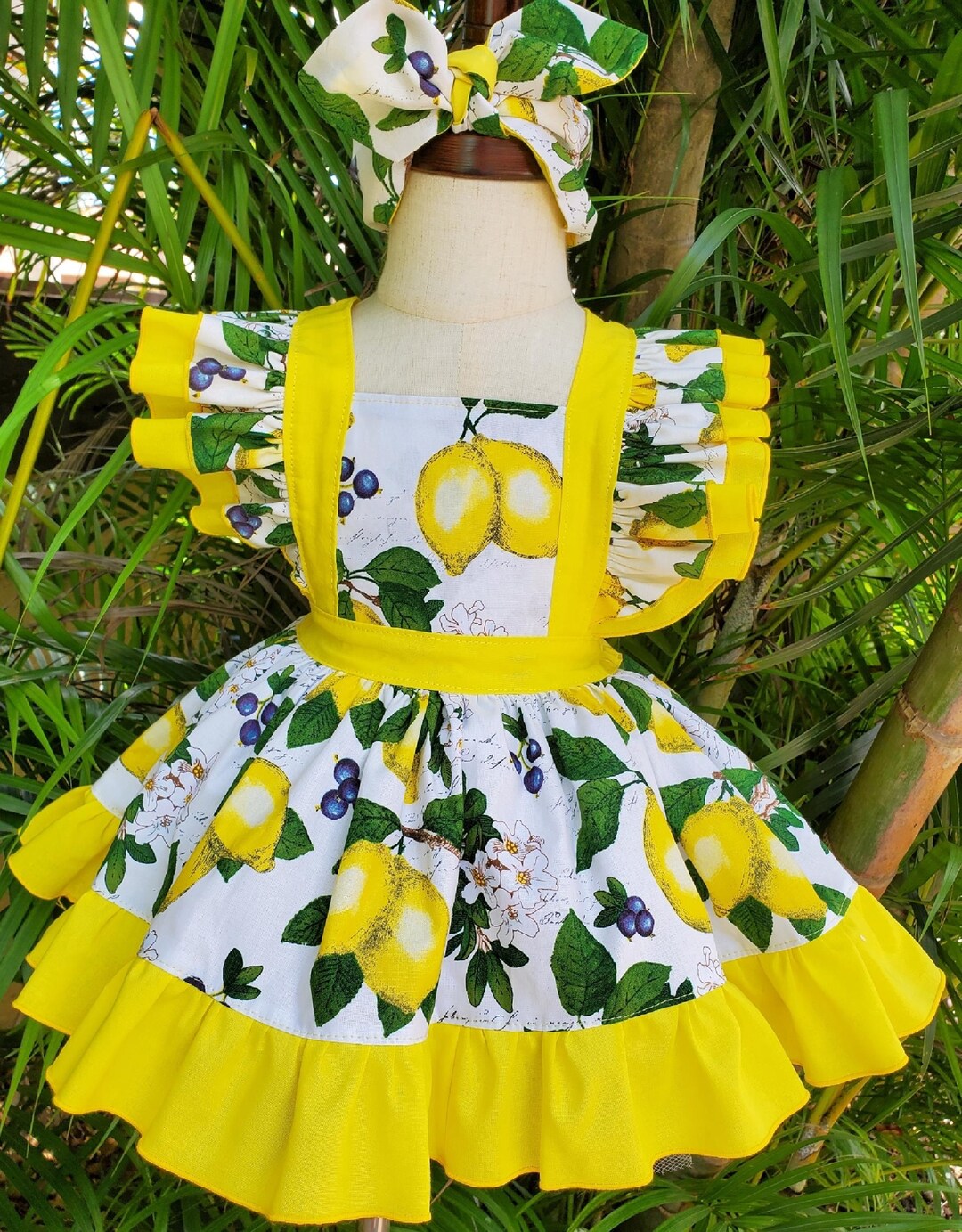 Baby Girl Lemon Fruit Print Sleeveless Dress Combo Short Pants In Sets