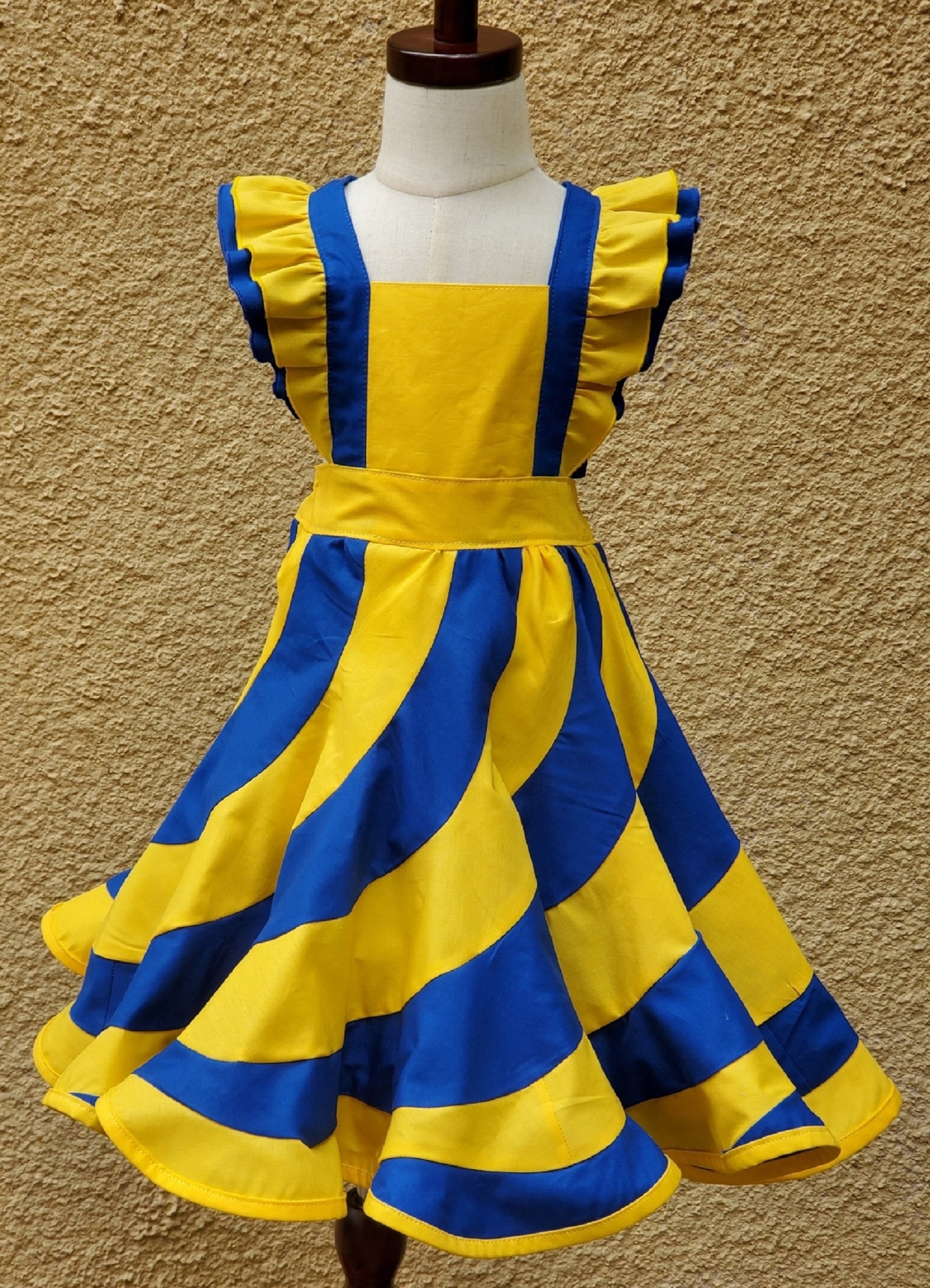 blue and yellow dress