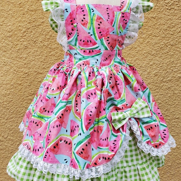 Girl Dress Pinafore dress Toddler dress Tea party dress Spring outfit Summer set Dress and headband Beach outfit Size 0m-10y