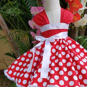 Halloween costume Red Minnie Mouse dress Minnie Mouse costume Minnie Mouse party outfit little girls Minnie Mouse outfit/Size 6m-8y