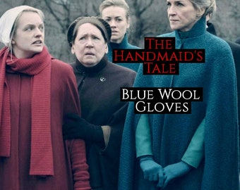 Mrs Waterford Blue Gloves, Serena Joy Blue Gloves, Handmaid Costume Accessories, Blue Wool Gloves , Blue Winter Gloves