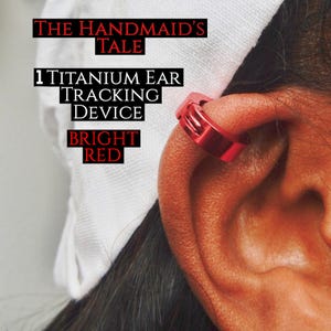 Offred Bright Red Ear Cuff, The Handmaid's Tale, Ear Tag, Ear Tracking device, Red Cuff Earring, The Handmaids Tale, Handmaid Accessories