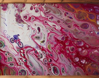 Original Painting Poster, Abstract Biker Art, Colorful & Playful Design, Multiple Size Options - Enjoy the Ride!