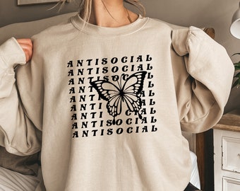 Anti social store butterfly sweatshirt