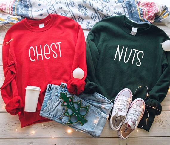 Couples Funny Christmas Sweatshirt Chest Nuts Sweatshirts - Etsy