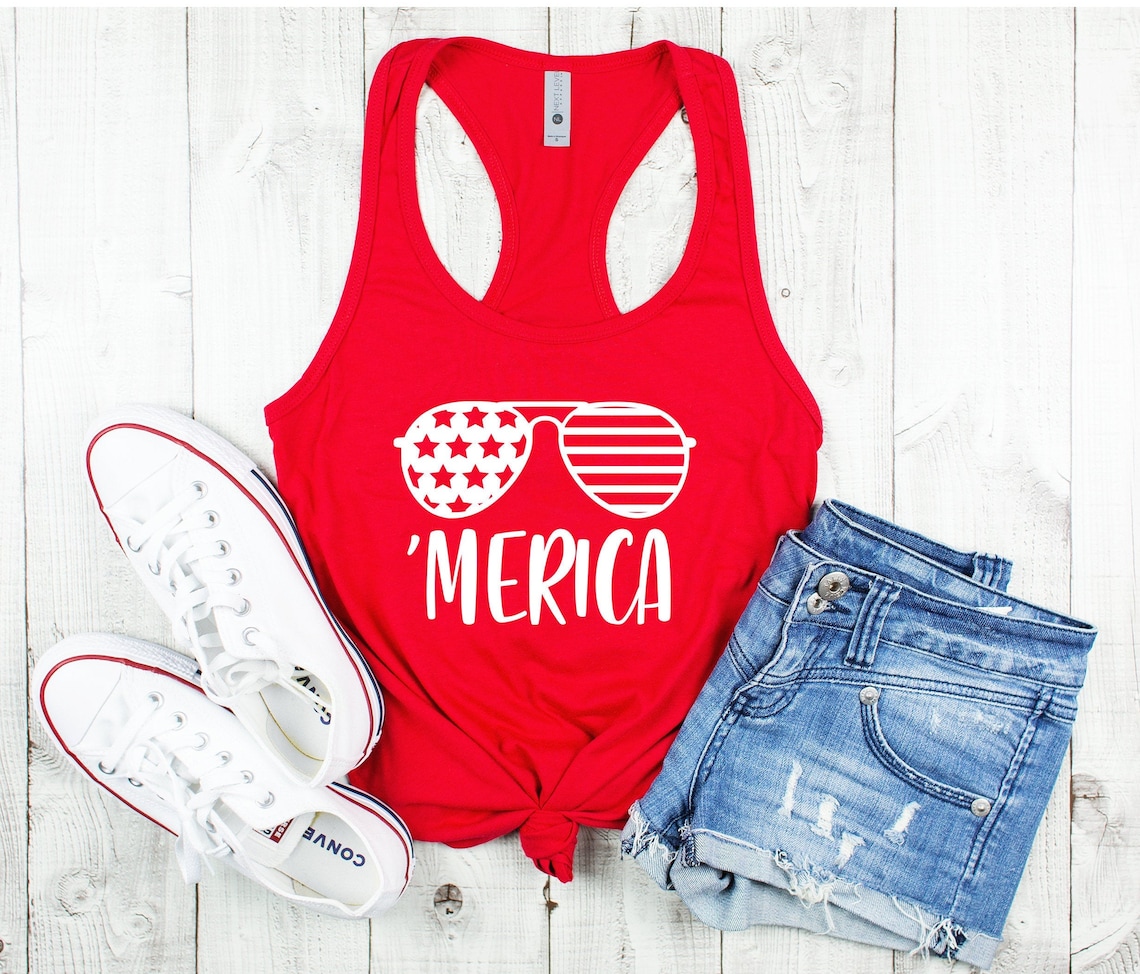 Merica Tank Top Funny Women's 4th of July Tank Patriotic Etsy