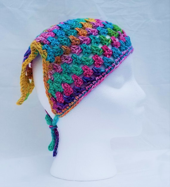 Crochet bandana, crochet kerchief, crochet triangle headband, boho kerchief, triangle kerchief,