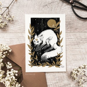 Carte Postale Renard Lune - Sorcier