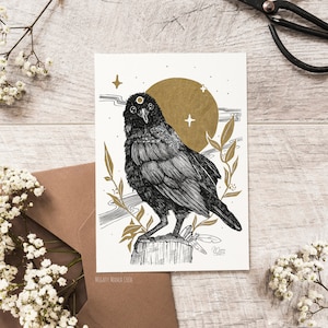 Carte Postale Corbeau Esoterique - Corneille à 3 yeux - Sorcier