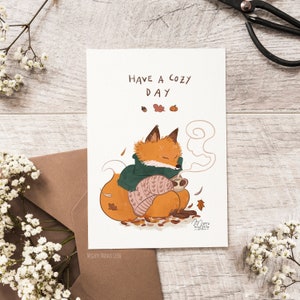 Carte Postale Renard automne - Have a cozy Day